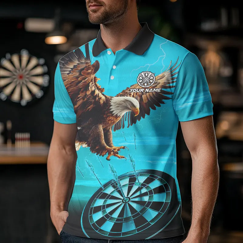 Personalized Cyan Blue Dartboard Eagle Dart Custom Team Darts and