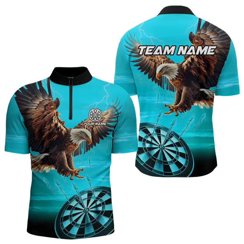 Personalized Cyan Blue Dartboard Eagle Dart Custom Team Darts and