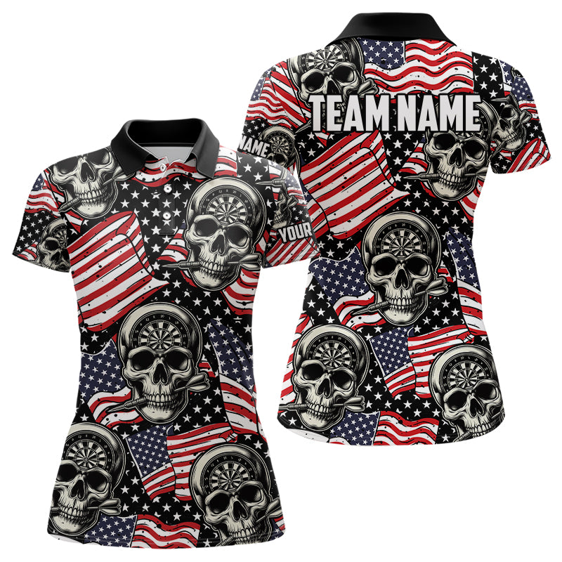 American Flag Skull Pattern Custom Dart, Patriotic Cool Dart Team Uniform