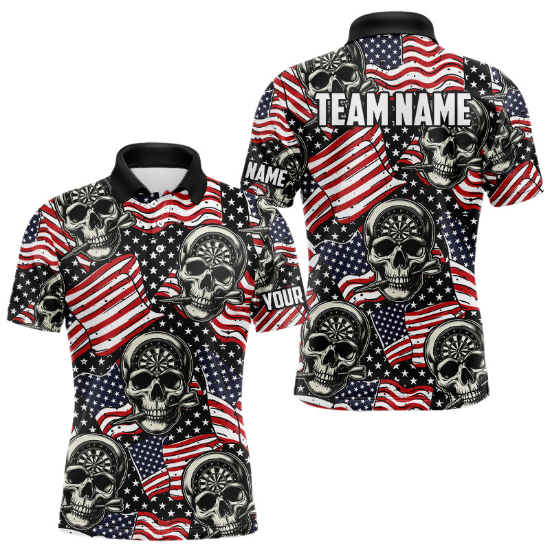 American Flag Skull Pattern Custom Dart, Patriotic Cool Dart Team Uniform