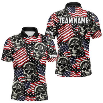 American Flag Skull Pattern Custom Dart, Patriotic Cool Dart Team Uniform