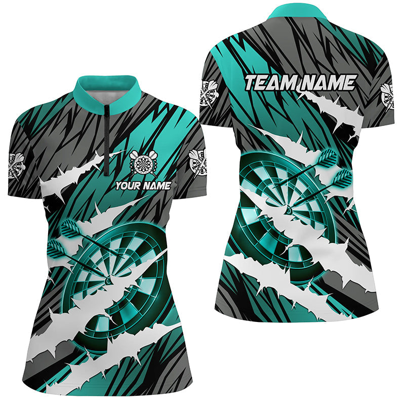 Custom Turquoise Darts Board Funny Crack Darts Men and Quarter-Zip, Darts Team