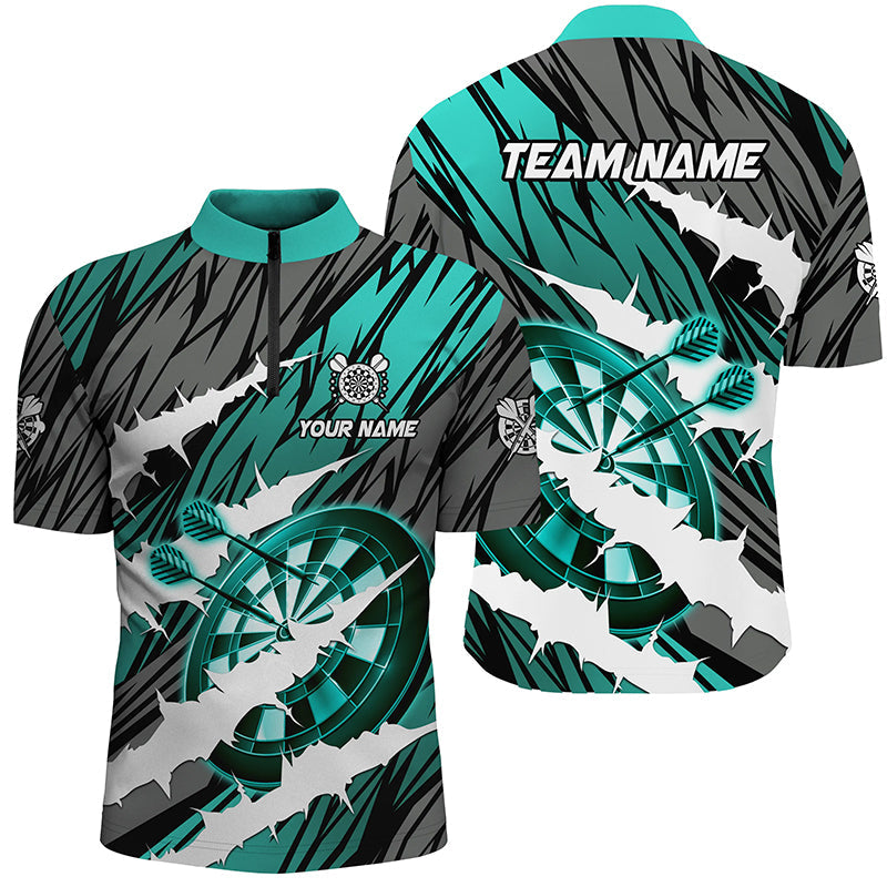 Custom Turquoise Darts Board Funny Crack Darts Men and Quarter-Zip, Darts Team