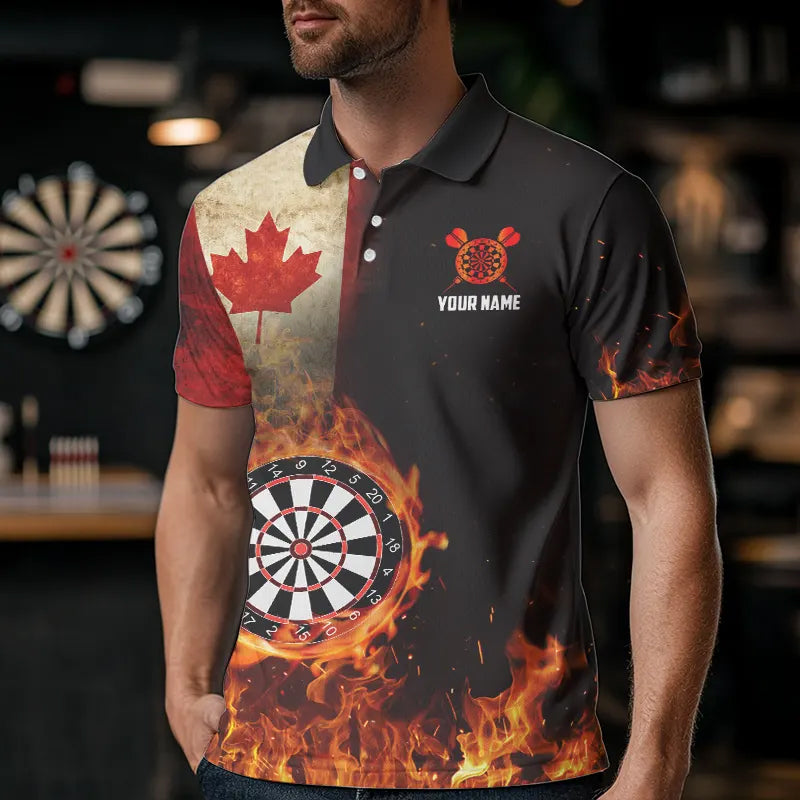 Personalized Retro Canada Flag Flame Dartboard Darts, Patriotic Canadian Dart