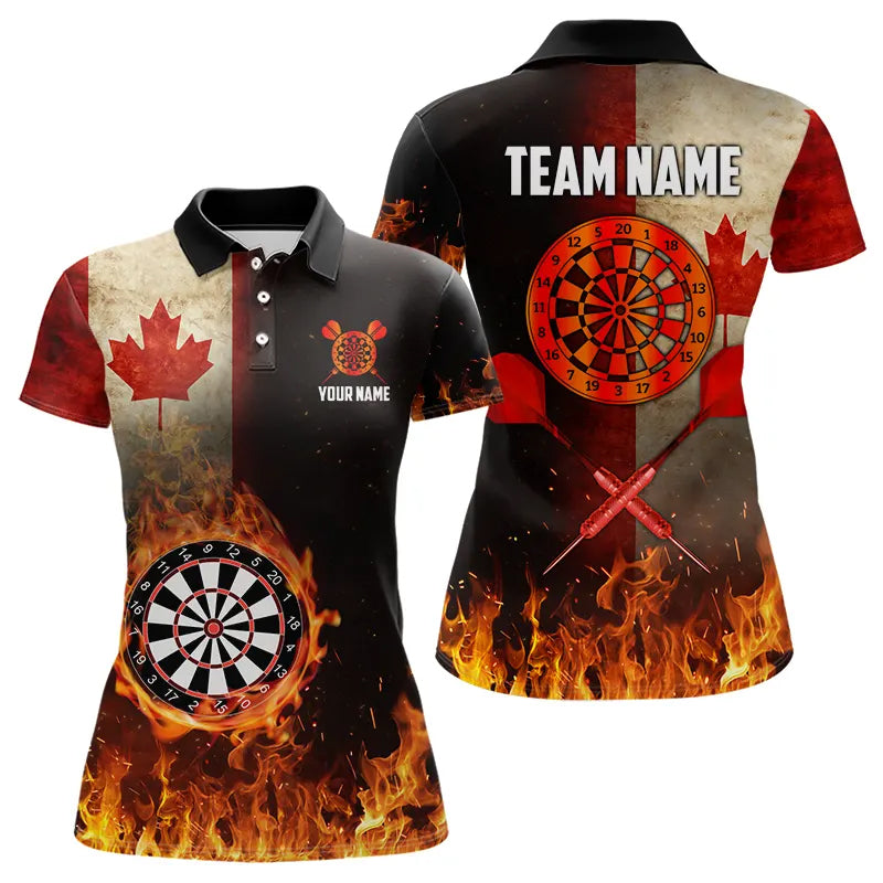 Personalized Retro Canada Flag Flame Dartboard Darts, Patriotic Canadian Dart