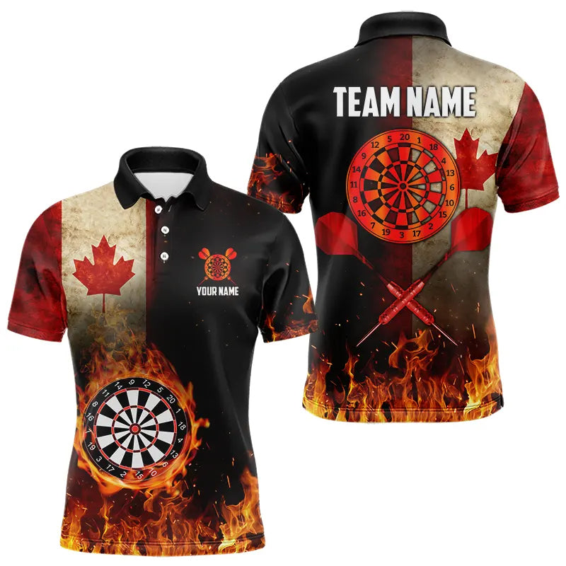 Personalized Retro Canada Flag Flame Dartboard Darts, Patriotic Canadian Dart