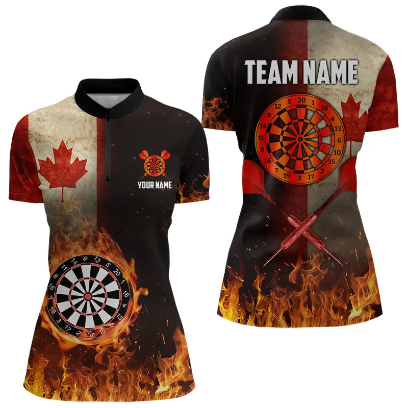 Personalized Retro Canada Flag Flame Dartboard Darts, Patriotic Canadian Dart