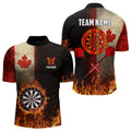 Personalized Retro Canada Flag Flame Dartboard Darts, Patriotic Canadian Dart