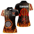 Personalized Retro US Flag Flame Dartboard Darts, Patriotic American Dart