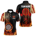 Personalized Retro US Flag Flame Dartboard Darts, Patriotic American Dart