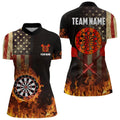 Personalized Retro US Flag Flame Dartboard Darts, Patriotic American Dart