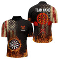 Personalized Retro US Flag Flame Dartboard Darts, Patriotic American Dart