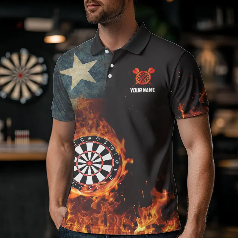 Personalized Retro Texas Flag Flame Dartboard Darts, Patriotic Texas Dart