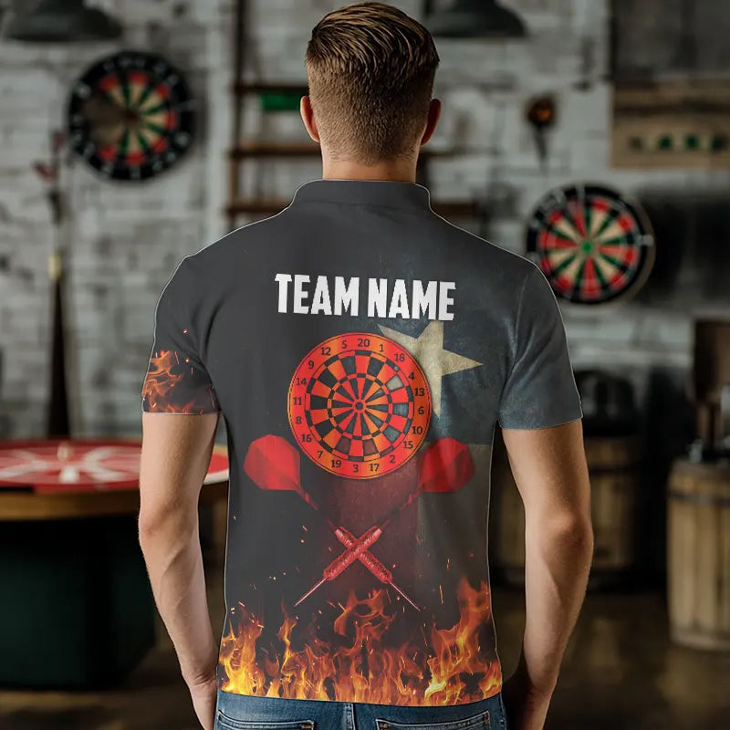 Personalized Retro Texas Flag Flame Dartboard Darts, Patriotic Texas Dart