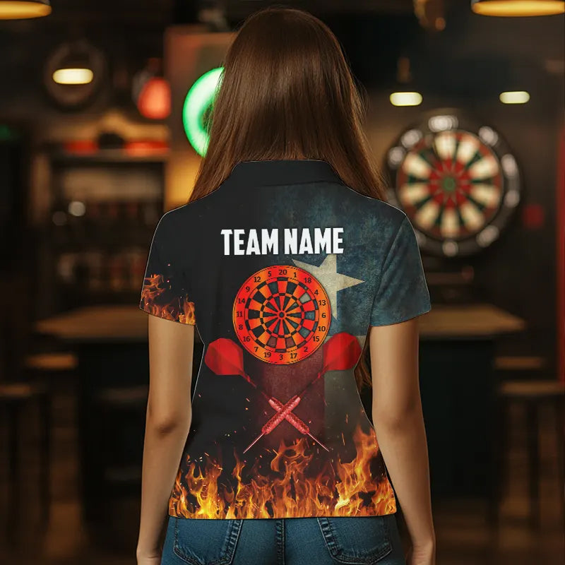 Personalized Retro Texas Flag Flame Dartboard Darts, Patriotic Texas Dart