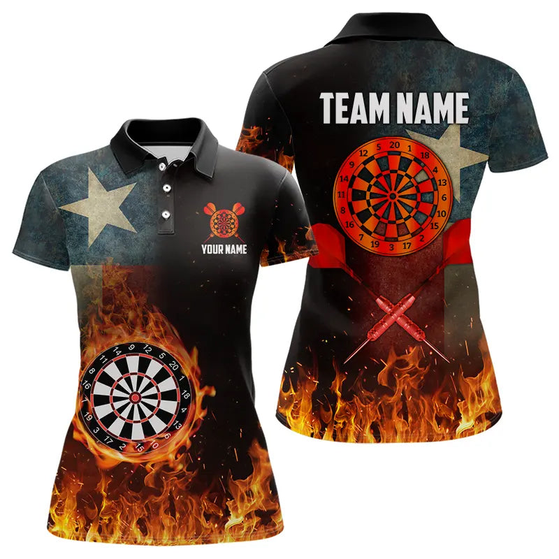 Personalized Retro Texas Flag Flame Dartboard Darts, Patriotic Texas Dart