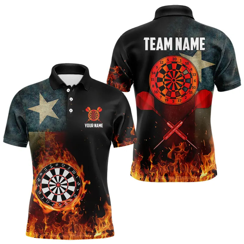 Personalized Retro Texas Flag Flame Dartboard Darts, Patriotic Texas Dart