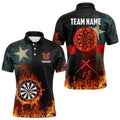 Personalized Retro Texas Flag Flame Dartboard Darts, Patriotic Texas Dart