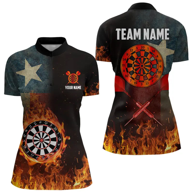 Personalized Retro Texas Flag Flame Dartboard Darts, Patriotic Texas Dart