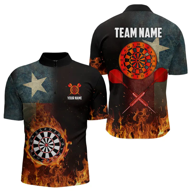 Personalized Retro Texas Flag Flame Dartboard Darts, Patriotic Texas Dart