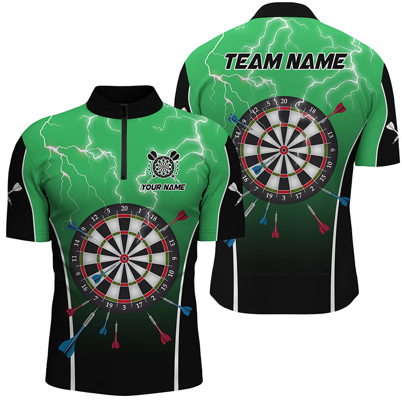 Personalized Thunder Lightning Dartboard Green 3D Men Darts Quarter-Zip Darts