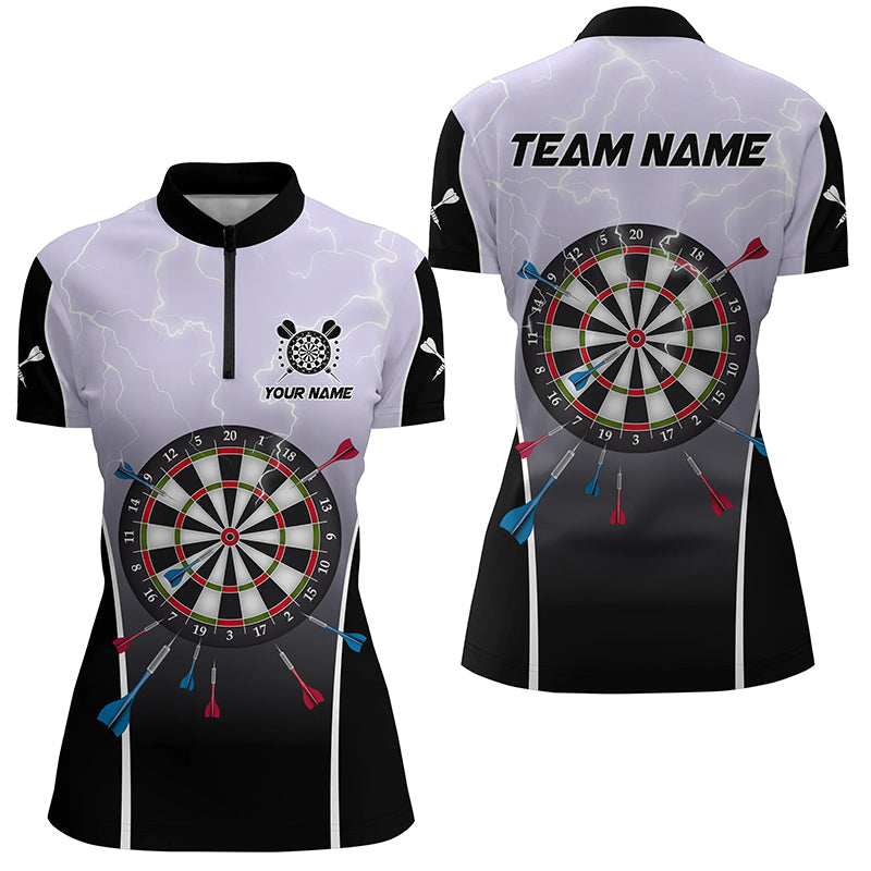 Personalized Thunder Lightning Dartboard Grey 3D Men Darts Quarter-Zip Darts