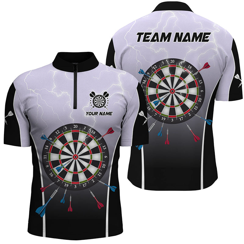 Personalized Thunder Lightning Dartboard Grey 3D Men Darts Quarter-Zip Darts