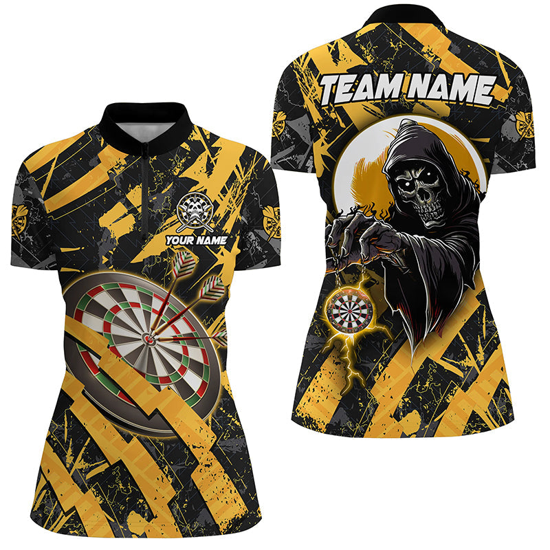 Personalized Grunge Yellow Dartboard Skeleton Darts Custom Cool Darts Team