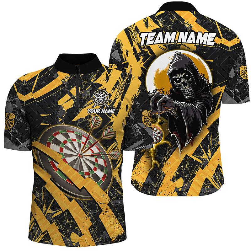 Personalized Grunge Yellow Dartboard Skeleton Darts Custom Cool Darts Team