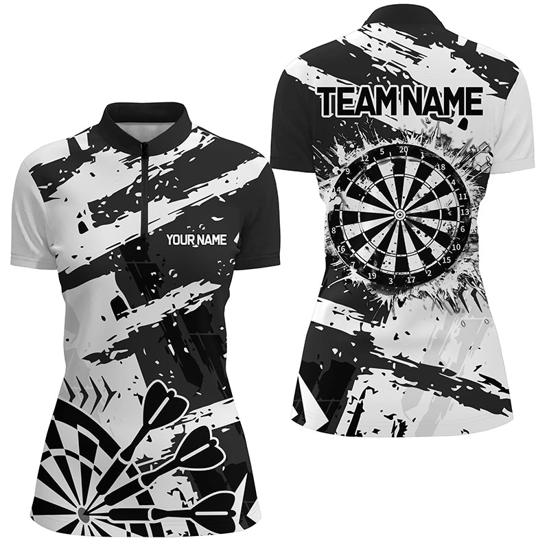 Grunge Black White Darts and Quarter- Zip Custom Darts Darts Team