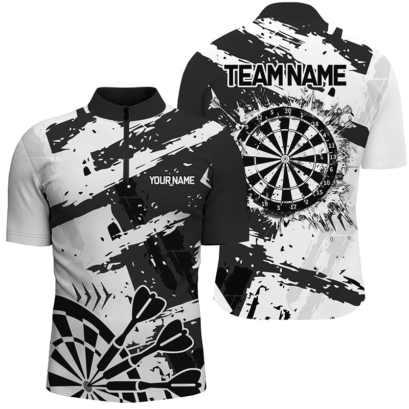 Grunge Black White Darts and Quarter- Zip Custom Darts Darts Team