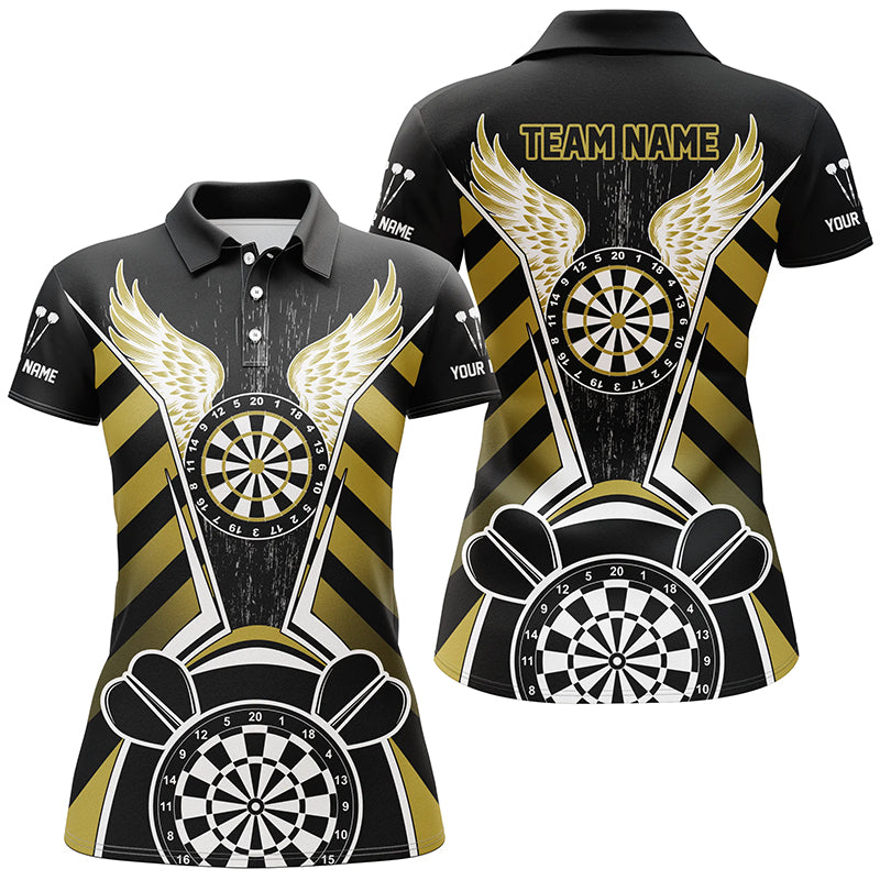 Personalized Black Yellow Darts Board Wings Custom Dart Funny Darts Outfit