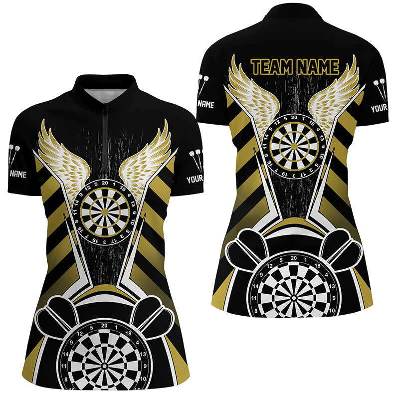 Personalized Black Yellow Darts Board Wings Custom Dart Funny Darts Outfit