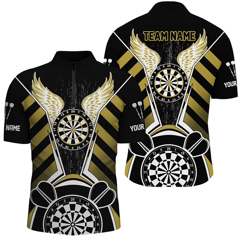 Personalized Black Yellow Darts Board Wings Custom Dart Funny Darts Outfit