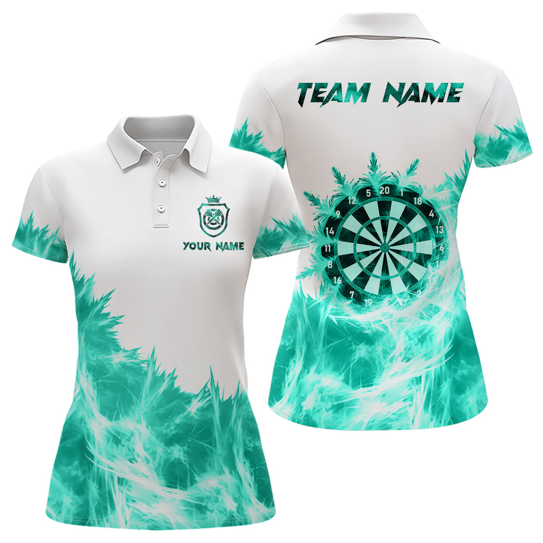Icy Turquoise Light White Darts and Custom Dart Team Darts