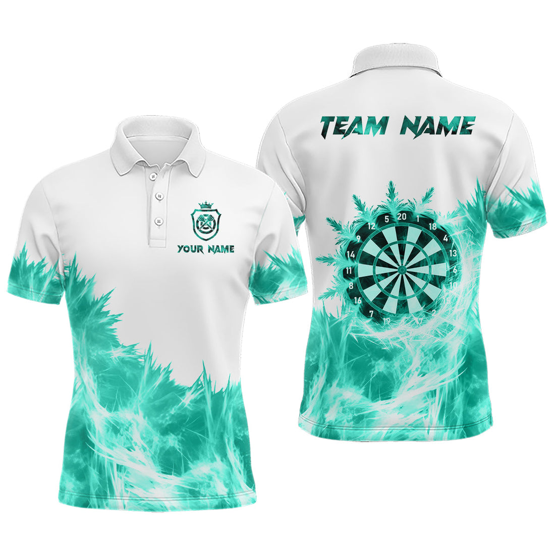 Icy Turquoise Light White Darts and Custom Dart Team Darts