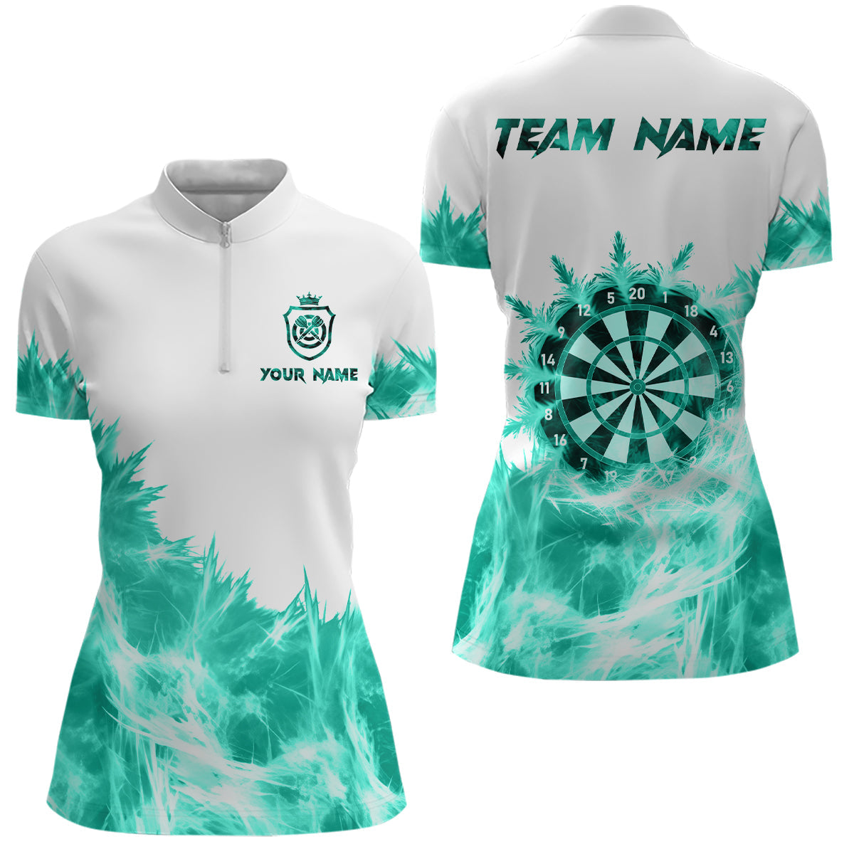 Icy Turquoise Light White Darts and Custom Dart Team Darts