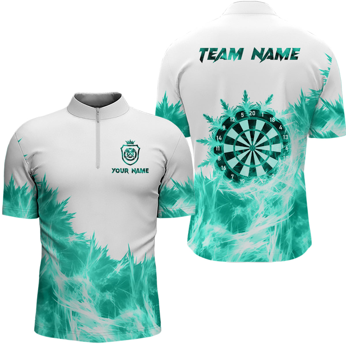 Icy Turquoise Light White Darts and Custom Dart Team Darts