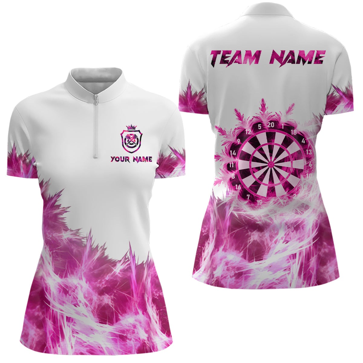 Pink Icy Light White Darts and Custom Dart Team Darts