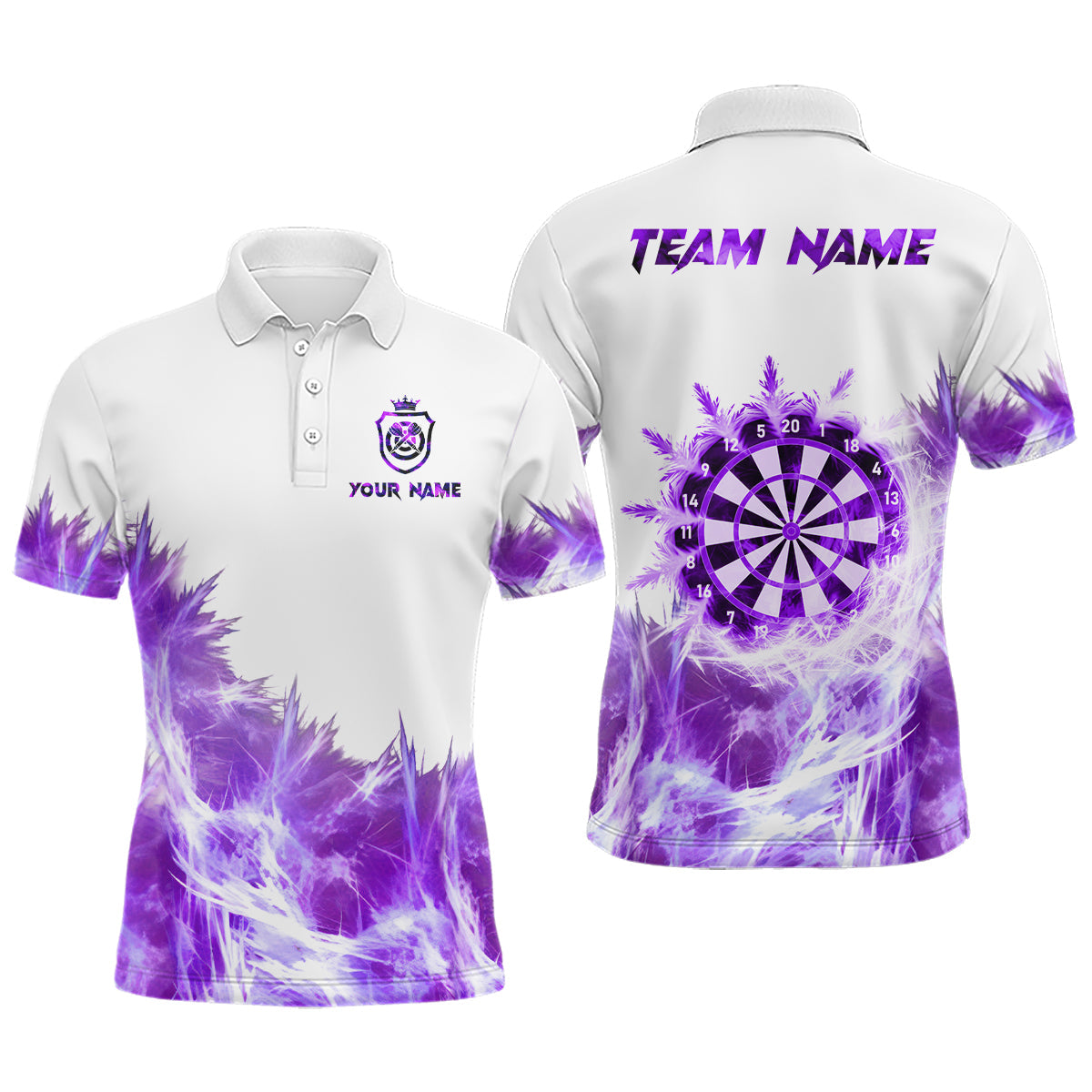Purple Icy Light White Darts and Custom Dart Team Darts