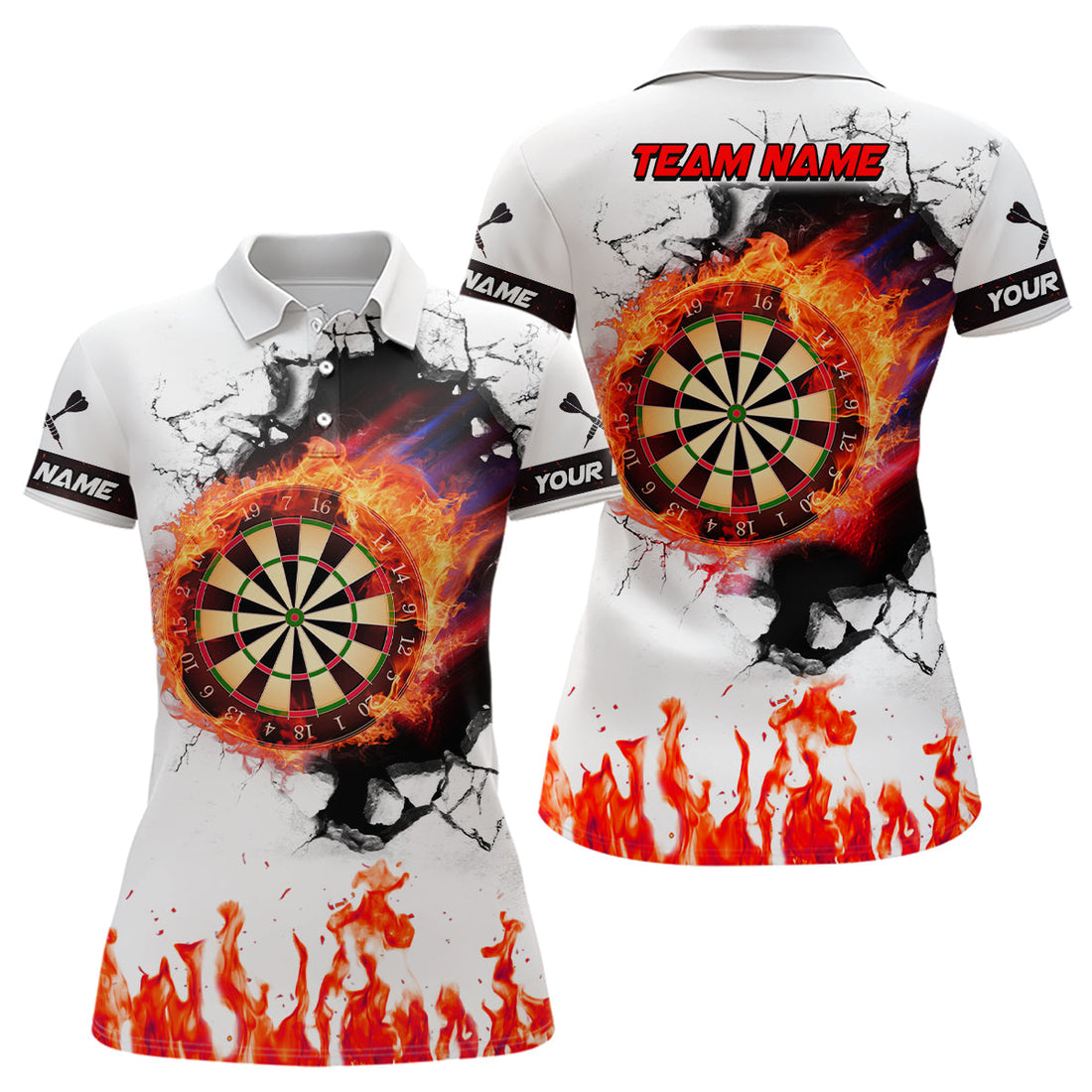 Orange Dartboard Fire Flame 3D Darts Quarter-Zip Custom Darts Team
