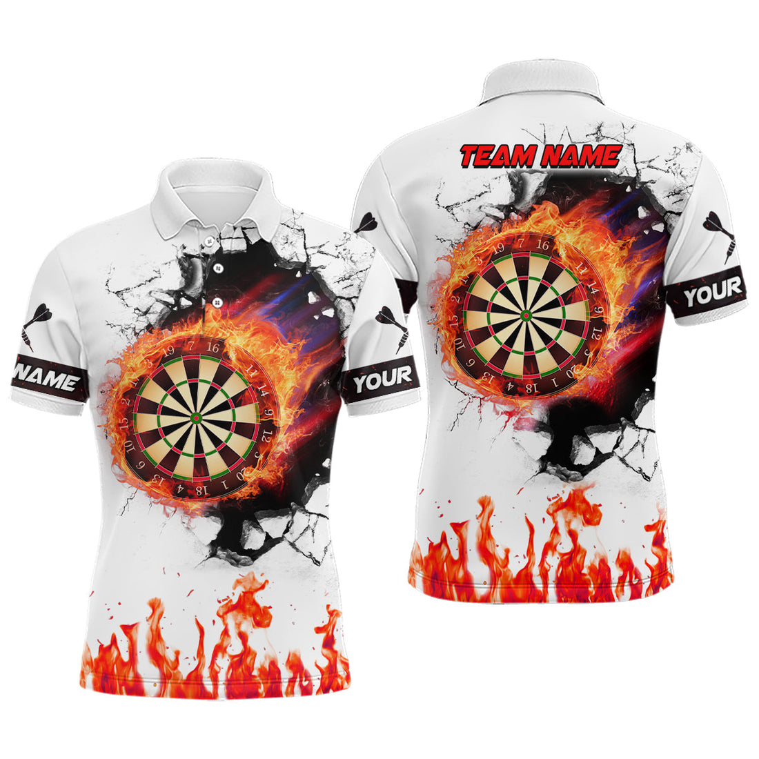 Orange Dartboard Fire Flame 3D Darts Quarter-Zip Custom Darts Team