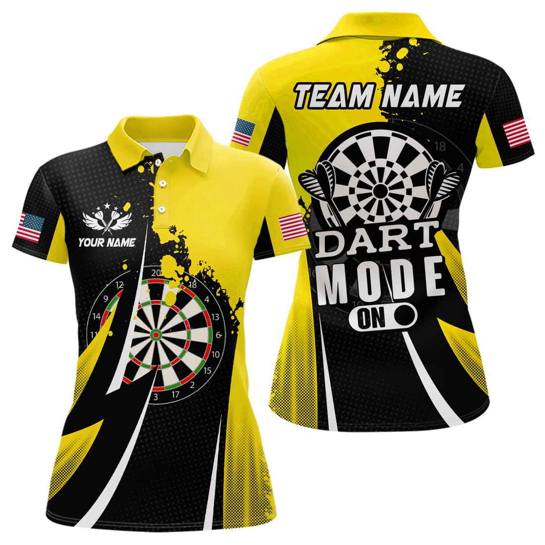 Personalized Yellow Dart Mode On Women Darts and Quarter-Zip Custom Darts Team