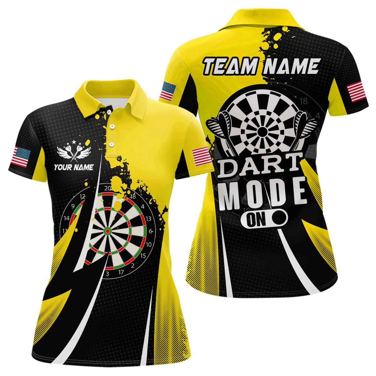 Personalized Yellow Dart Mode On Women Darts and Quarter-Zip Custom Darts Team