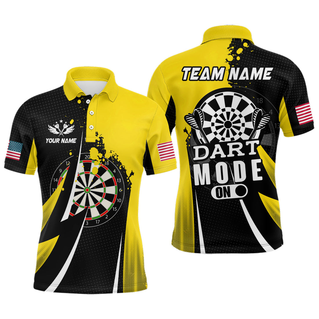 Personalized Yellow Dart Mode On Women Darts and Quarter-Zip Custom Darts Team