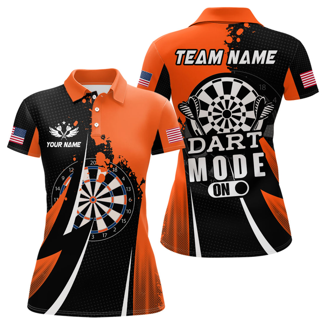 Personalized Orange Dart Mode On Men Darts and Quarter-Zip Custom Darts Team