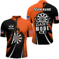 Personalized Orange Dart Mode On Men Darts and Quarter-Zip Custom Darts Team