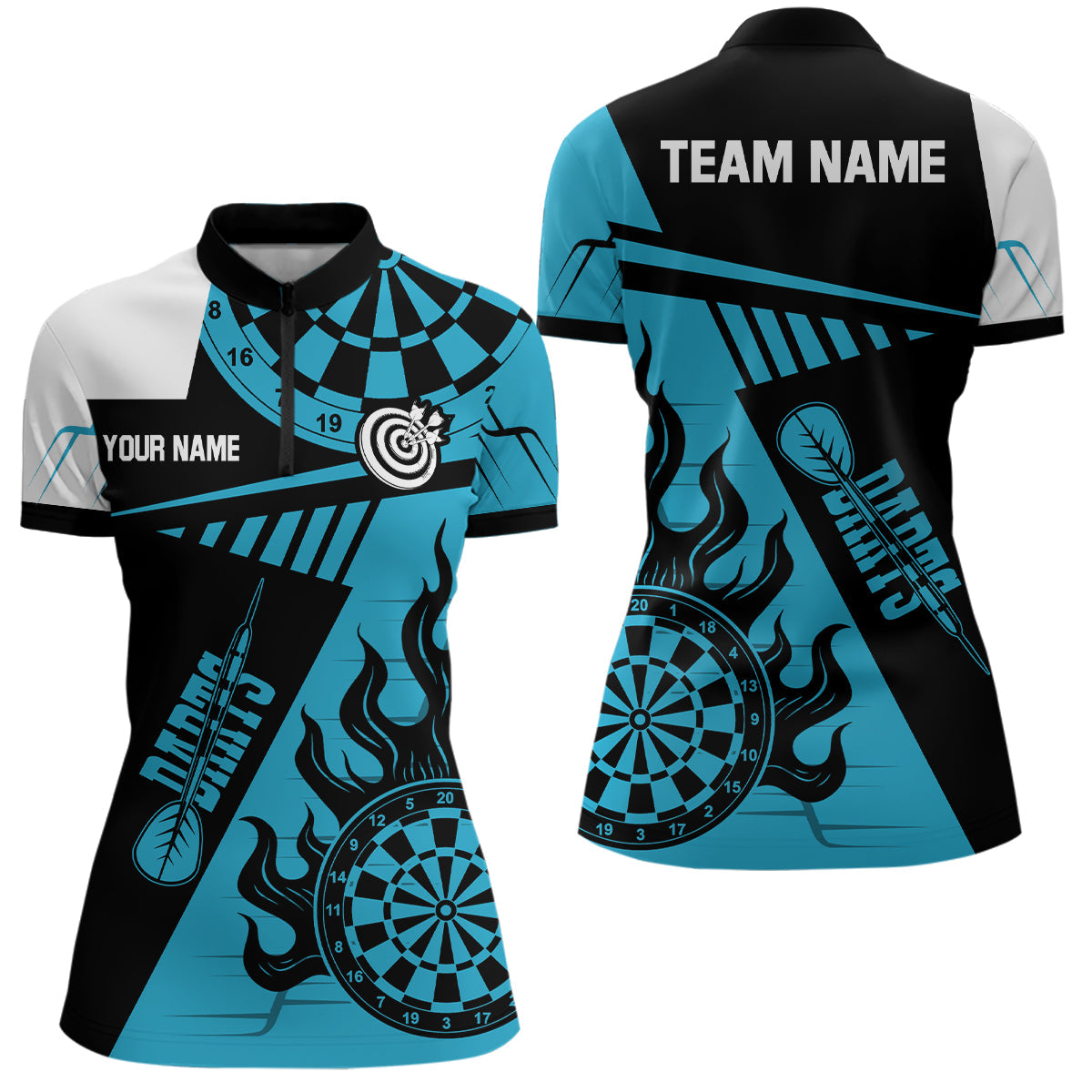 Customized Blue And Black Darts and Quarter-Zip, Best Darts Team Apparel