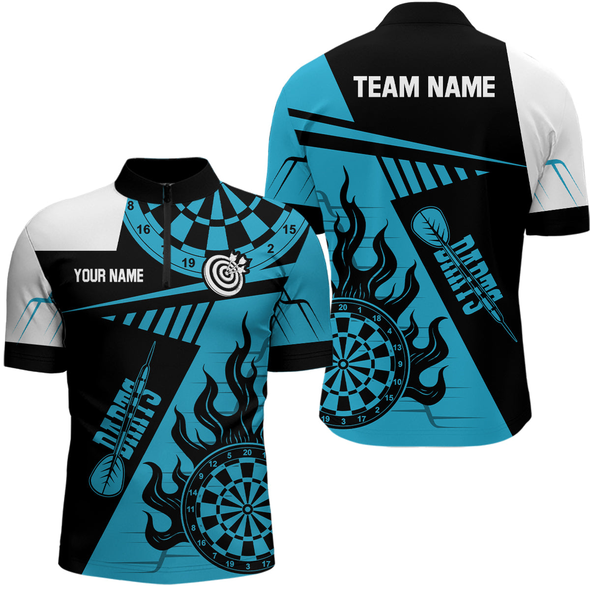 Customized Blue And Black Darts and Quarter-Zip, Best Darts Team Apparel