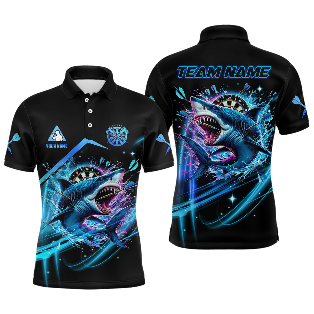 Personalized Blue 3D Darts Board And Shark Men Dart and, Funny Dart Outfit